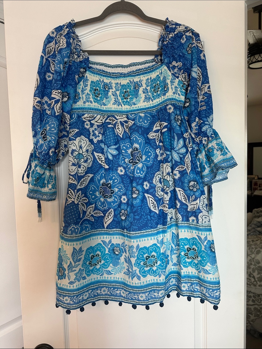 FARM Rio Blue & White Floral Mini Dress - Picture 3 of 6